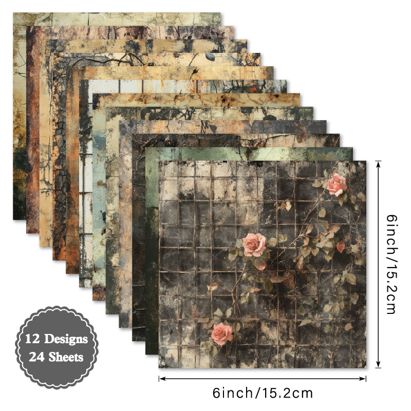 Journal Material Paper, Rose-Themed Background Paper, Single-Sided Patterned Paper for DIY Photo Album, Greeting Card &amp; Journal Decoration