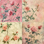 24 pieces of pink rose-patterned cards, used for making garbage magazines / journal books. Gift box message card.