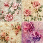 24 pieces of pink rose-patterned cards, used for making garbage magazines / journal books. Gift box message card.