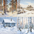 Papel de fondo con temática de bosque nevado, papel para diario, papel estampado de una sola cara para álbumes de fotos, tarjetas de felicitación y decoración de diarios.