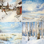 Papel de fondo con temática de bosque nevado, papel para diario, papel estampado de una sola cara para álbumes de fotos, tarjetas de felicitación y decoración de diarios.