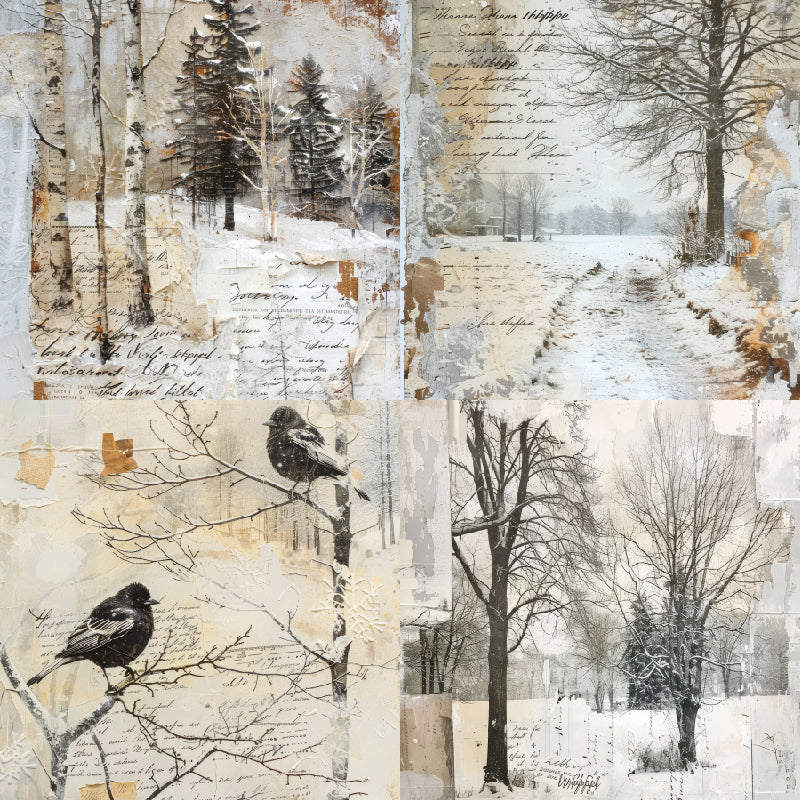 Winter-Themed Background Paper, Journal Material Paper, Single-Sided Patterned Paper for DIY Photo Album &amp; Journal Decoration