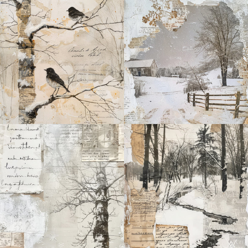 Winter-Themed Background Paper, Journal Material Paper, Single-Sided Patterned Paper for DIY Photo Album &amp; Journal Decoration