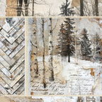 Winter-Themed Background Paper, Journal Material Paper, Single-Sided Patterned Paper for DIY Photo Album &amp; Journal Decoration