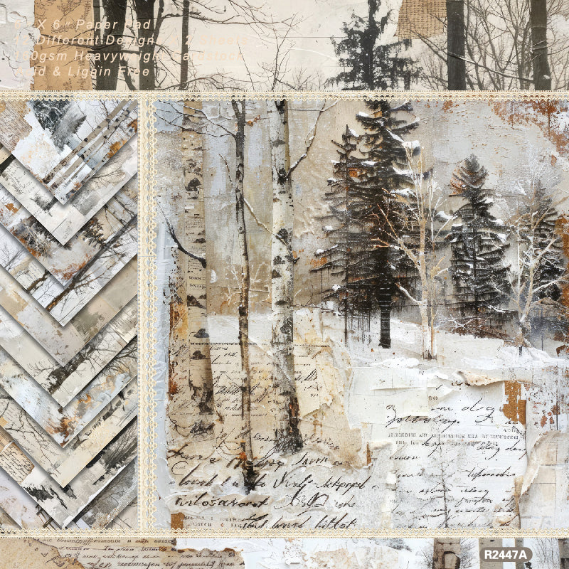 Winter-Themed Background Paper, Journal Material Paper, Single-Sided Patterned Paper for DIY Photo Album &amp; Journal Decoration