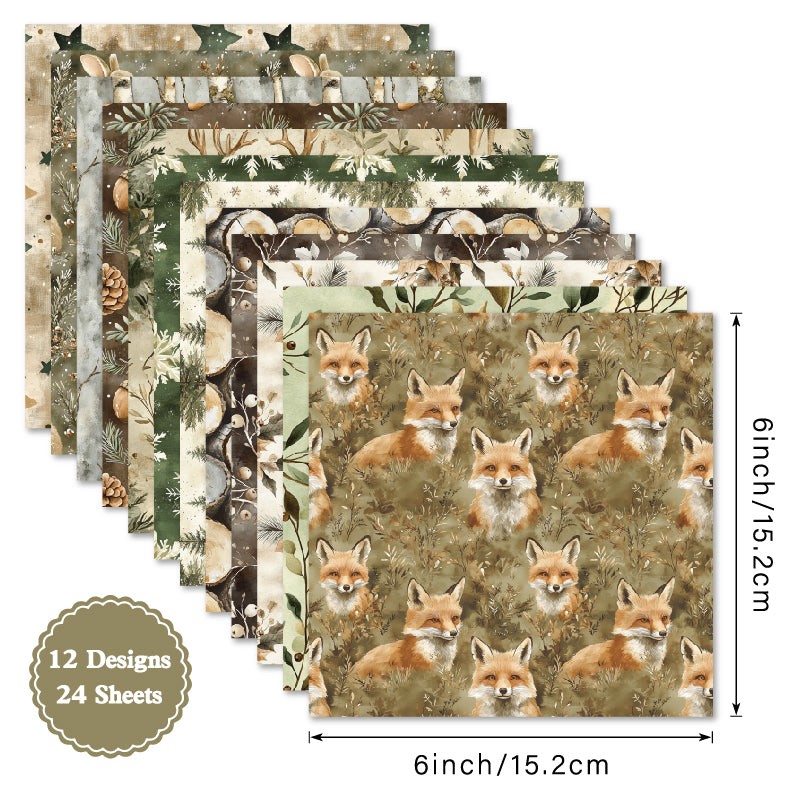 24 pieces of Lin Map Pattern Cards, used for making garbage magazines or notebook books. Gift box message card.