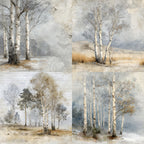 24 pieces of birch forest pattern cards, used for making garbage magazines / notebook books. Gift box message card.