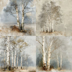 24 pieces of birch forest pattern cards, used for making garbage magazines / notebook books. Gift box message card.