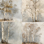 24 pieces of birch forest pattern cards, used for making garbage magazines / notebook books. Gift box message card.