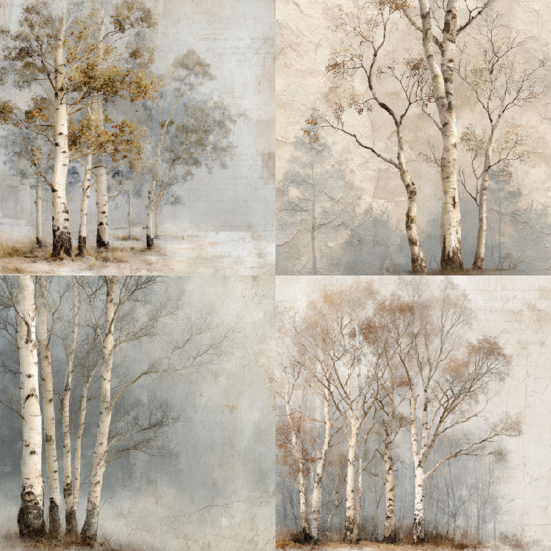 24 pieces of birch forest pattern cards, used for making garbage magazines / notebook books. Gift box message card.