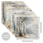 24 pieces of birch forest pattern cards, used for making garbage magazines / notebook books. Gift box message card.