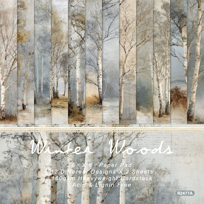 24 pieces of birch forest pattern cards, used for making garbage magazines / notebook books. Gift box message card.