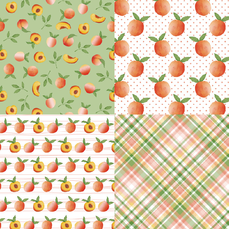 Spring Peach Themed Journal Material Paper, DIY Photo Album Card Making Background Paper, 6-Inch Single-Sided Patterned Paper