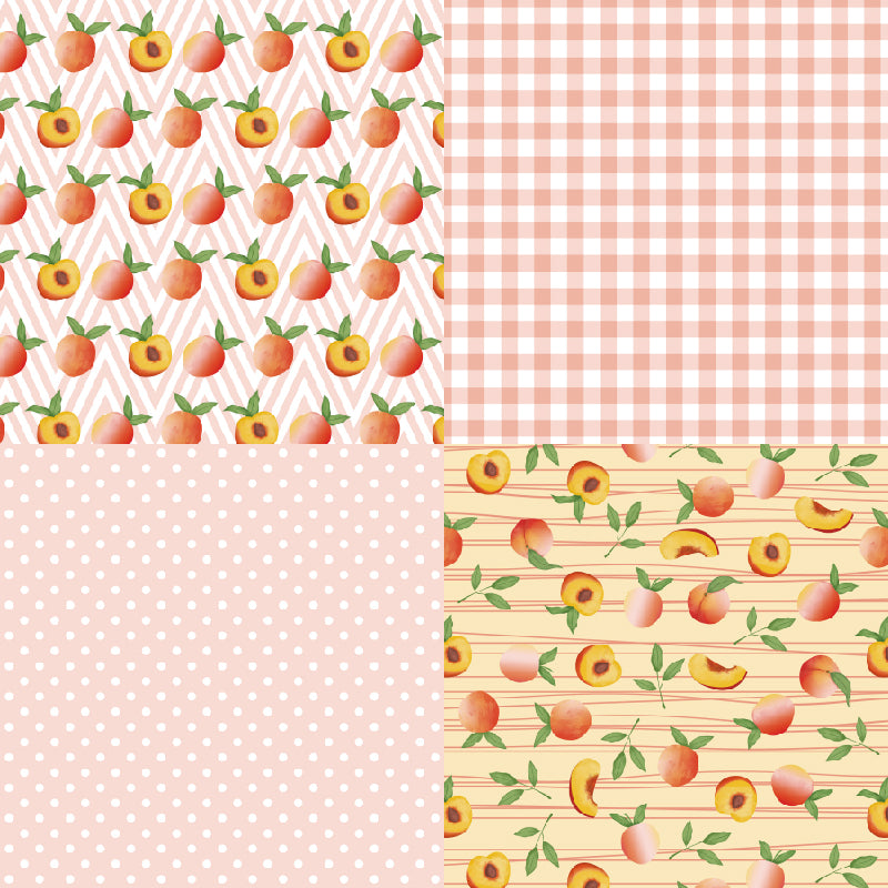 Spring Peach Themed Journal Material Paper, DIY Photo Album Card Making Background Paper, 6-Inch Single-Sided Patterned Paper