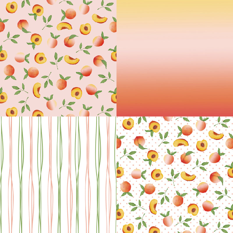 Spring Peach Themed Journal Material Paper, DIY Photo Album Card Making Background Paper, 6-Inch Single-Sided Patterned Paper