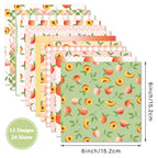 Papel para diario con temática de melocotón primaveral, papel de fondo para hacer tarjetas de álbum de fotos, papel estampado de una sola cara de 6 pulgadas