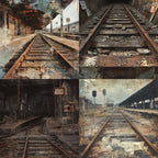 24 pieces of railway track pattern cards, used for making a scrap journal/handbook. Gift box message card.