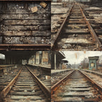 24 pieces of railway track pattern cards, used for making a scrap journal/handbook. Gift box message card.