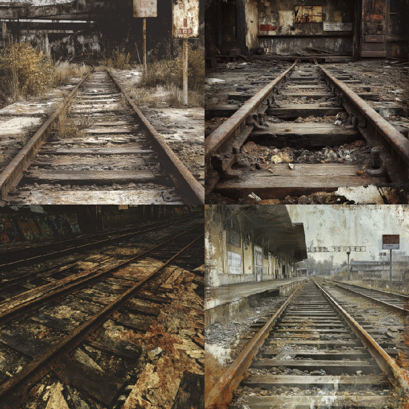 24 pieces of railway track pattern cards, used for making a scrap journal/handbook. Gift box message card.