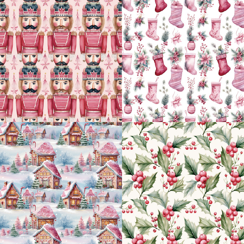 24 pieces of pink Christmas-themed cards, suitable for use in making scrapbooks or journal books. Gift box message card.