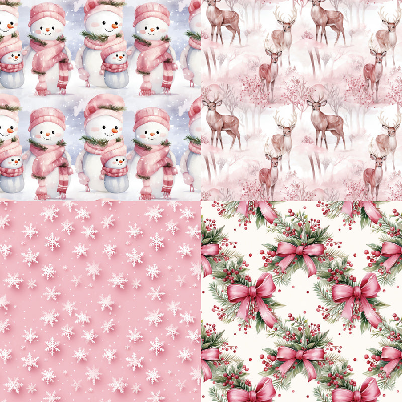 24 pieces of pink Christmas-themed cards, suitable for use in making scrapbooks or journal books. Gift box message card.