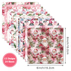 24 pieces of pink Christmas-themed cards, suitable for use in making scrapbooks or journal books. Gift box message card.