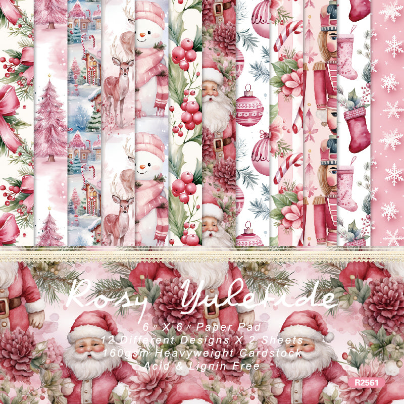 24 pieces of pink Christmas-themed cards, suitable for use in making scrapbooks or journal books. Gift box message card.