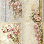 24 pieces of lace rose-patterned cards, suitable for wall decoration, message cards, flower cards, gift cards