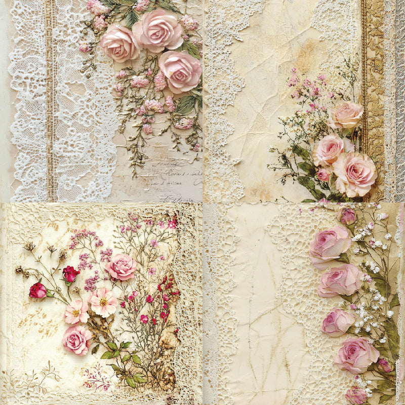 24 pieces of lace rose-patterned cards, suitable for wall decoration, message cards, flower cards, gift cards