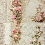 24 pieces of lace rose-patterned cards, suitable for wall decoration, message cards, flower cards, gift cards