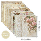 24 pieces of lace rose-patterned cards, suitable for wall decoration, message cards, flower cards, gift cards