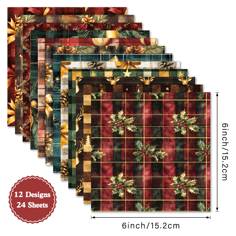 24PCS Christmas picture book-style cards, used as wall decorations and flower message cards.