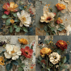 24 pieces of retro floral-style cards, suitable for wall decoration and as flower message cards