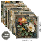 24 pieces of retro floral-style cards, suitable for wall decoration and as flower message cards