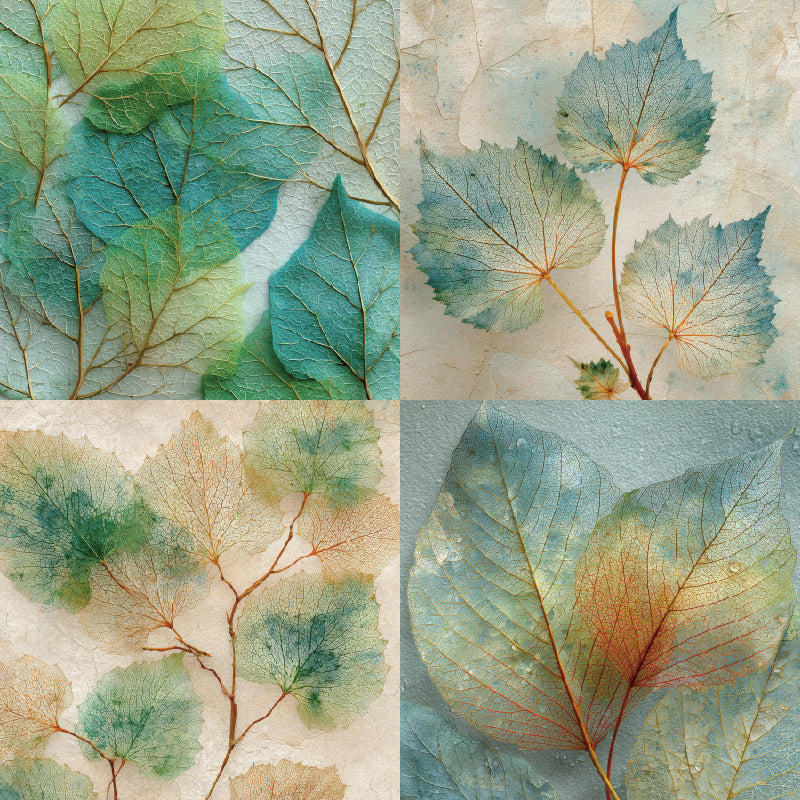 24 pieces of light green leaf-patterned cards, suitable for wall decoration and flower message cards