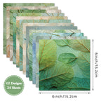 24 pieces of light green leaf-patterned cards, suitable for wall decoration and flower message cards
