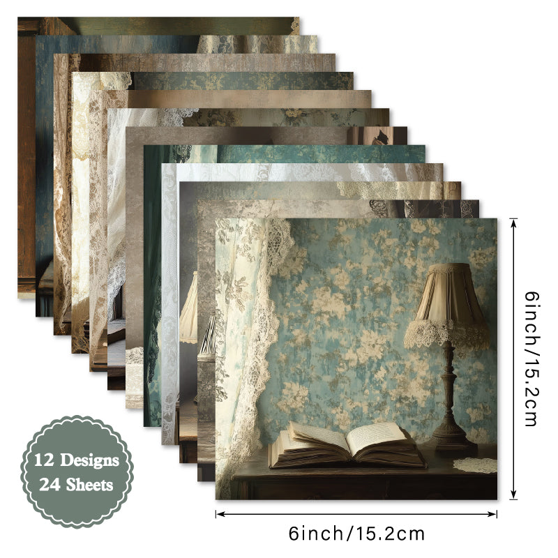 24 pieces of lace flower lantern-style cards, suitable for wall decoration and flower message cards