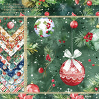 24PCS Christmas bauble-patterned cards, used for wall decoration and DIY journal embellishment.