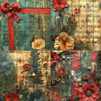 Twenty-four Christmas pine needle pattern cards are used for wall decoration and as decoration for DIY magazines.