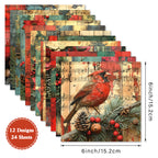 Twenty-four Christmas pine needle pattern cards are used for wall decoration and as decoration for DIY magazines.