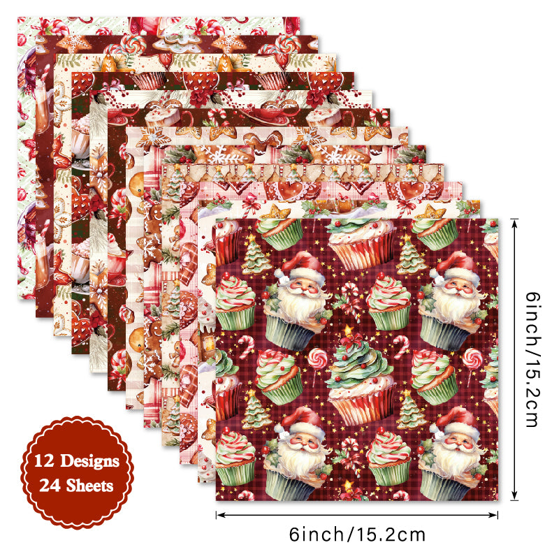 24pcs Christmas cream pattern cards are used for wall decoration and DIY scrapbook decoration.