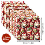 24pcs Christmas cream pattern cards are used for wall decoration and DIY scrapbook decoration.