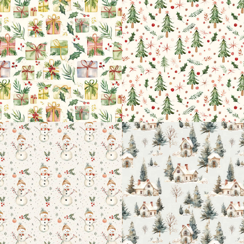 24pcs wintergreen Christmas pattern cards are used for wall decoration and DIY scrapbook decoration.