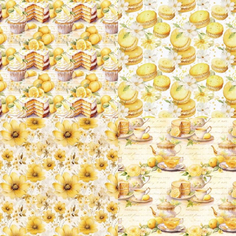 Twenty-four lemon-patterned cards are used for wall decoration and DIY scrapbook decoration.