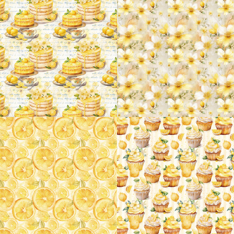 Twenty-four lemon-patterned cards are used for wall decoration and DIY scrapbook decoration.