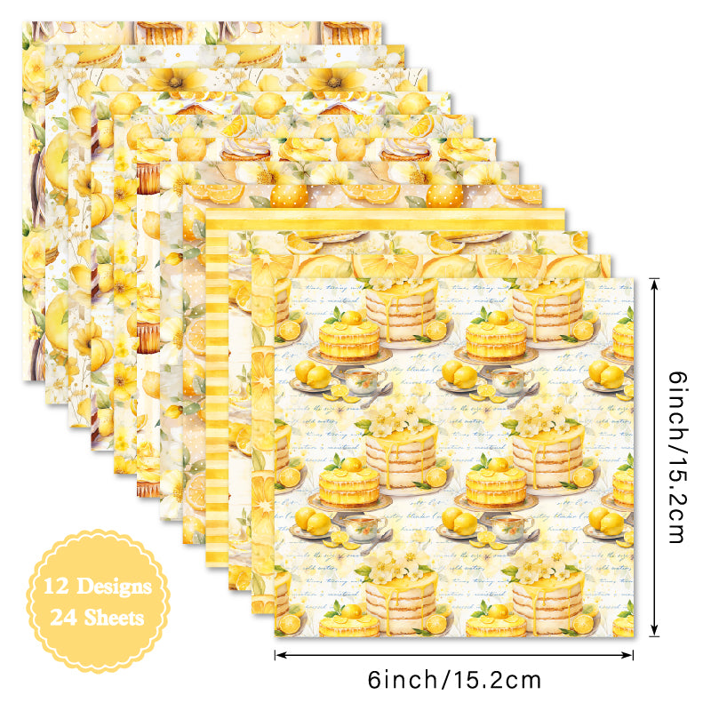 Twenty-four lemon-patterned cards are used for wall decoration and DIY scrapbook decoration.