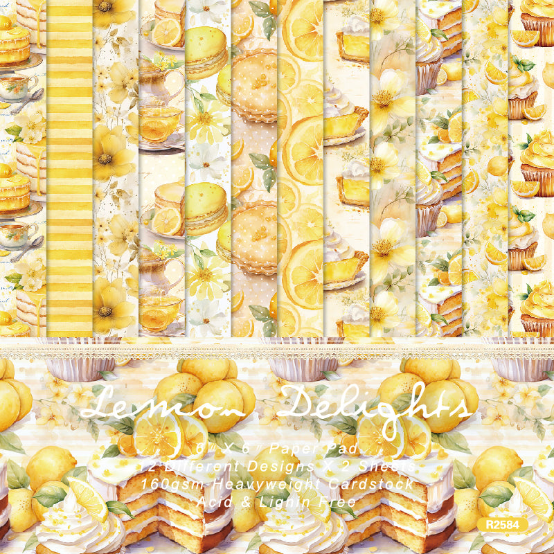 Twenty-four lemon-patterned cards are used for wall decoration and DIY scrapbook decoration.