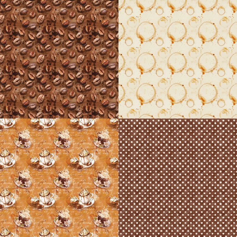 Twenty-four coffee bean pattern cards are used for wall decoration and DIY scrapbook decoration.