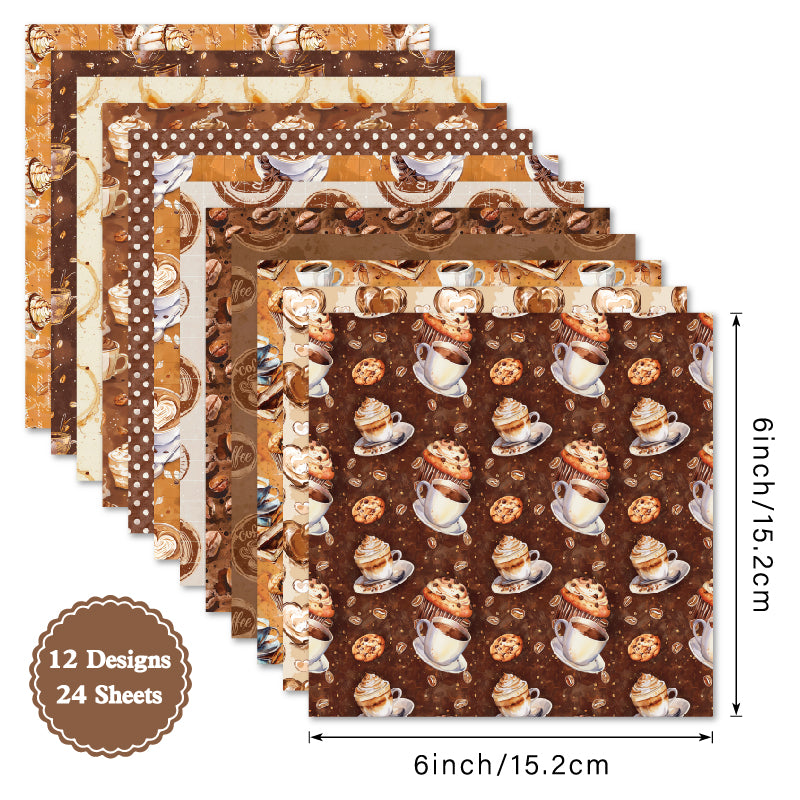 Twenty-four coffee bean pattern cards are used for wall decoration and DIY scrapbook decoration.