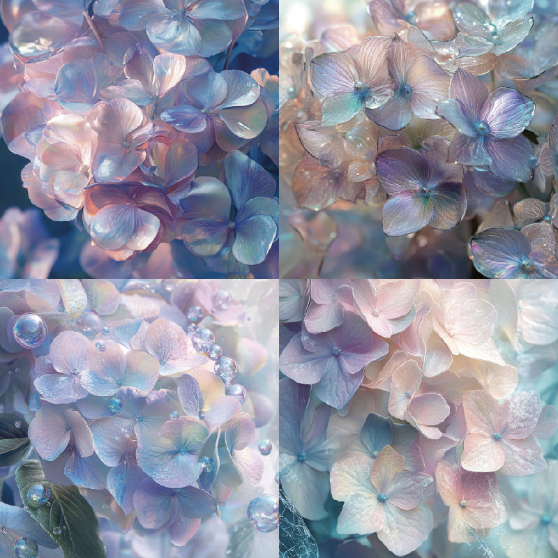 Twenty-four dreamy purple flower-patterned cards are used for wall decoration and DIY scrapbook decoration.